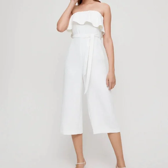 Aritzia Pants Jumpsuits Aritzia Babaton Flutter Jumpsuit White Xs Poshmark